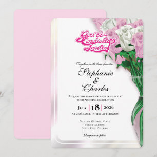 Pink Floral Wedding Invite - Pink Heading #1
