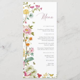 Pink Floral Wedding Menu 