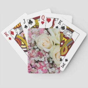 Pink floral wedding playing cards