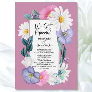 Pink Floral Wedding Reception Invitation