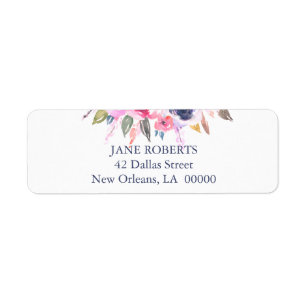 Pink Floral Wedding Return Address Label