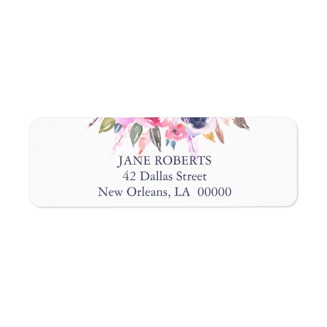 Pink Floral Wedding Return Address Label (Front)