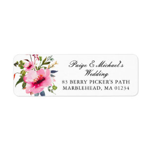 Pink Floral Wedding Return Address Return Address Label