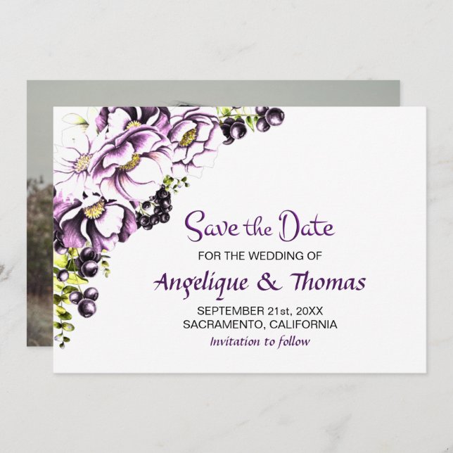 Pink Floral Wedding Save The Date (Front/Back)