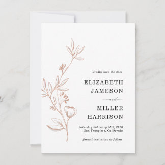 Pink Floral Wedding Save the Date Announcement