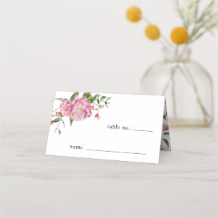 Pink Floral Wedding Table Number Place Card