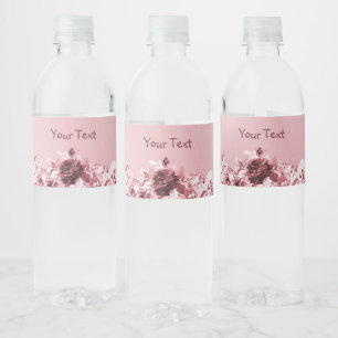 Pink Floral Wedding Water Bottle Label