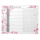 Pink Floral Weekly Personalised Menu Plan Notepad