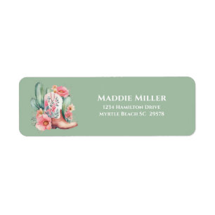   Pink Floral Western Cowgirl Baby Shower Return  Address Label