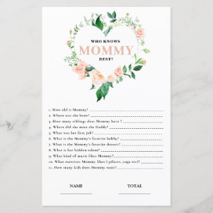 Pink Floral Who knows Mommy Best Baby Shower Game