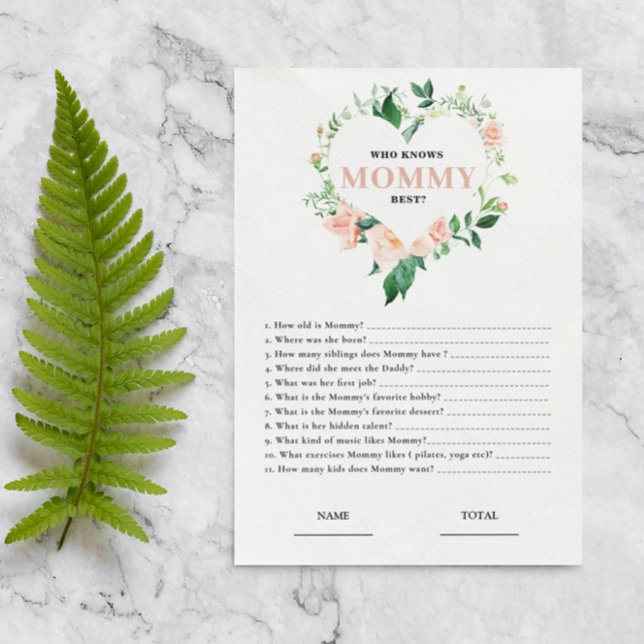 Pink Floral Who knows Mummy Best Baby Shower Game (Creator Uploaded)