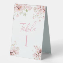 Pink Floral Wildflower Baby Shower Table Numbers