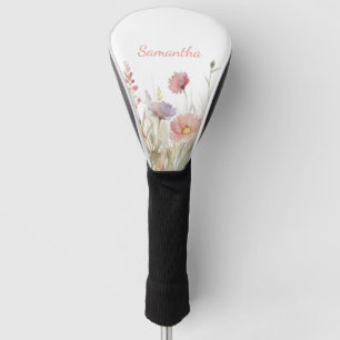 Pink Floral Wildflower Name Golf Head Cover