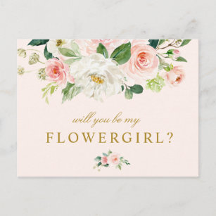 pink floral will you be my Flowergirl card