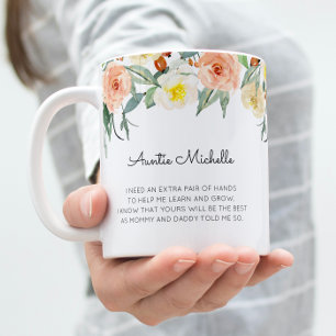 Pink Floral Will You Be My Godmother Proposal Coffee Mug