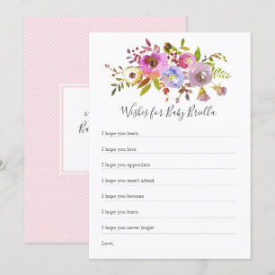Pink Floral Wishes for Baby, baby shower game Invitation