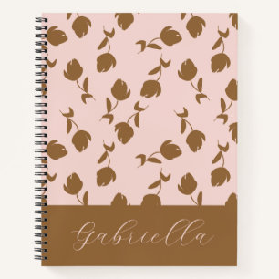 Pink Floral With Name Notebook