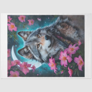 Pink Floral Wolf Moon Tissue Paper