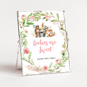 Pink Floral Woodland Babies are Sweet Sign