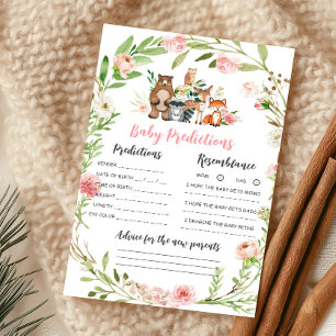 Pink Floral Woodland Baby Predictions Game