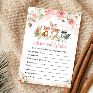 Pink Floral Woodland Shower Advice and Wishes Game