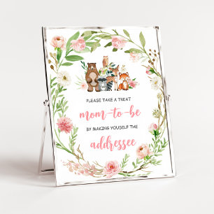 Pink Floral Woodland Shower Envelope Station Sign