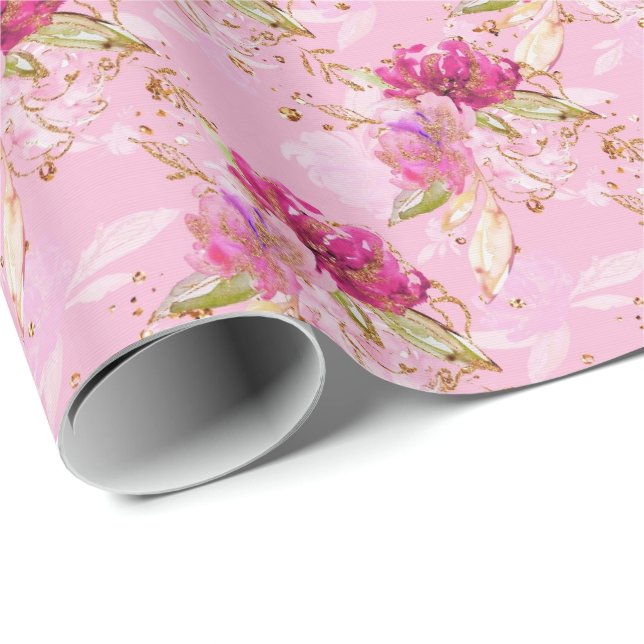 Pink floral  wrapping paper (Roll Corner)