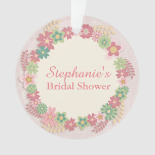 Pink Floral Wreath Ornament