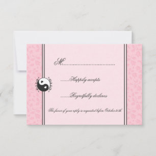Pink Floral Yin and Yang Wedding RSVP Invitation