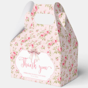 Pink Florals Bow It's A Girl Baby Shower Thank You Favour Box
