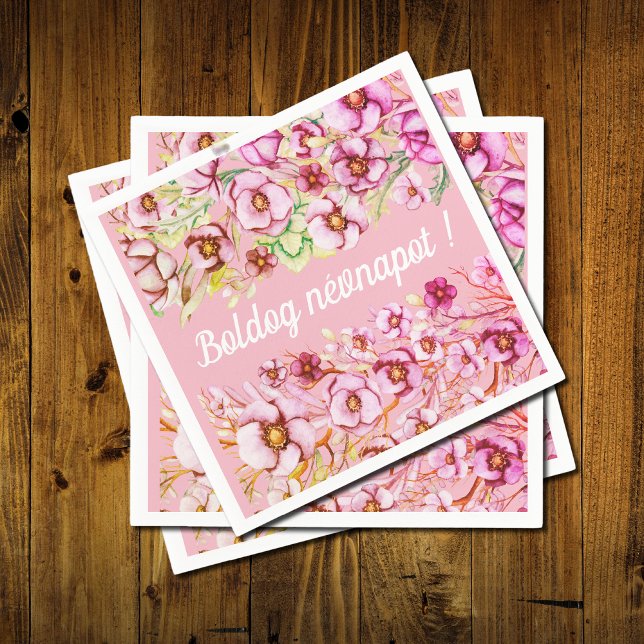 Pink florals - Hungarian name day  Napkin (Creator Uploaded)