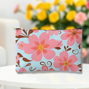 Pink Florals– Pastel Vibes-Retro Flowers Accessory Pouch