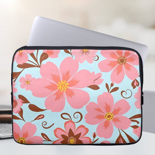 Pink Florals– Pastel Vibes-Retro Flowers Laptop Sleeve