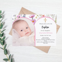 Pink florals photo arch girl cross Baptism