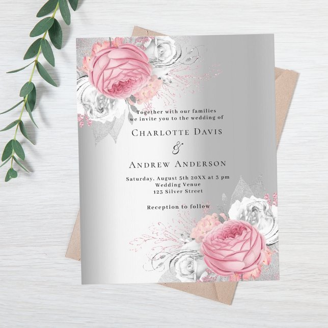 Pink florals silver elegant budget wedding (Creator Uploaded)