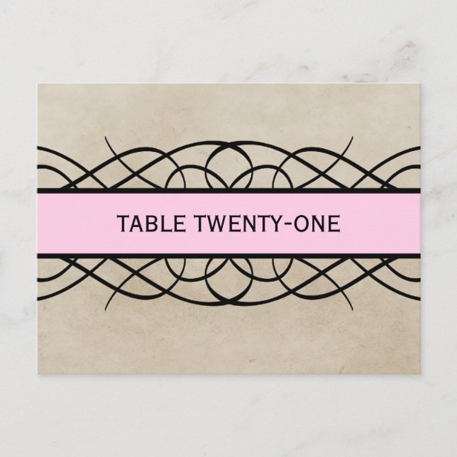 Pink Flourish Border Table Number Postcard (Front)