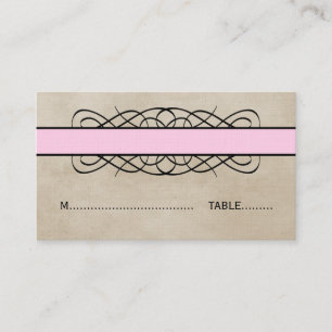 Pink Flourish Border Wedding Place Card