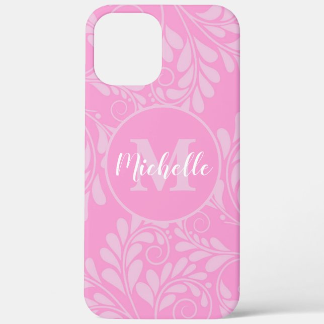 Pink Flourish Case with Initial & Name (Back)