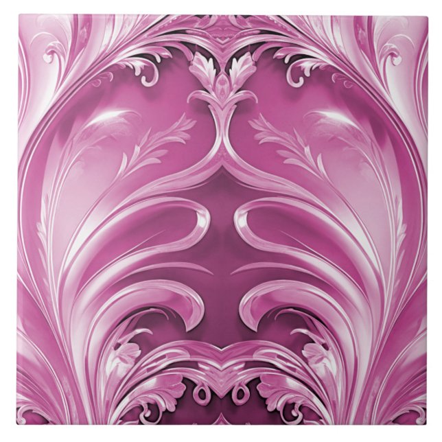 Pink Flourish Ceramic Tile (Front)