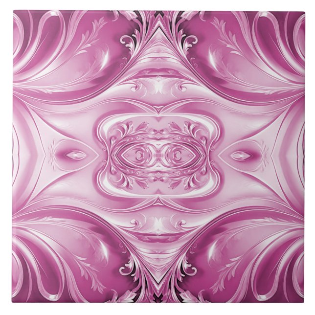 Pink Flourish Ceramic Tile (Front)
