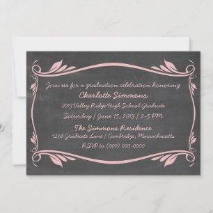 Pink Flourish Chalkboard Graduation Invite