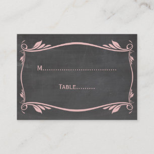 Pink Flourish Chalkboard Place Card