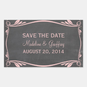 Pink Flourish Chalkboard Save the Date Stickers