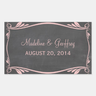 Pink Flourish Chalkboard Wedding Stickers