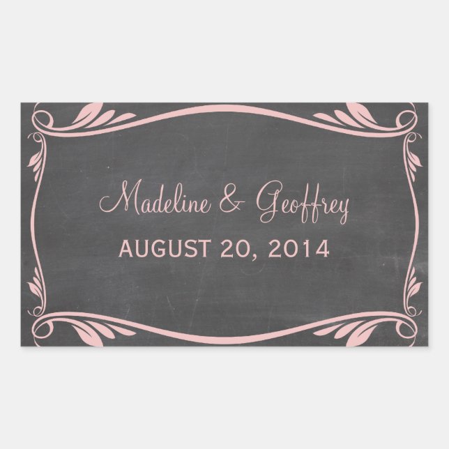 Pink Flourish Chalkboard Wedding Stickers (Front)
