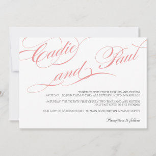 Pink Flourish Script Wedding Invitation