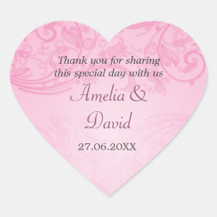 Pink Flourish Wedding Sticker