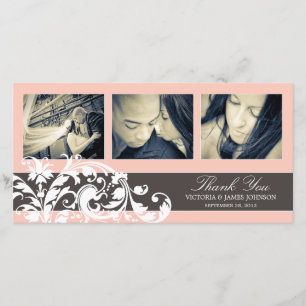 PINK FLOURISH   WEDDING THANK YOU CARD