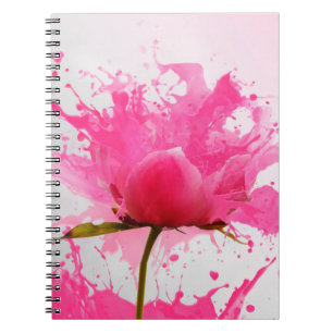 Pink Flower Abstract Paint Splatter Notebook