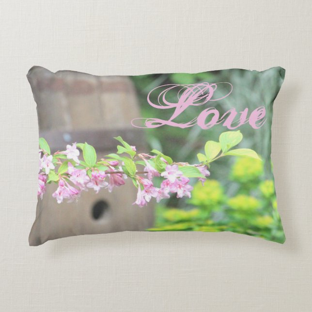 Pink Flower Accented Decorative Cushion (Front)